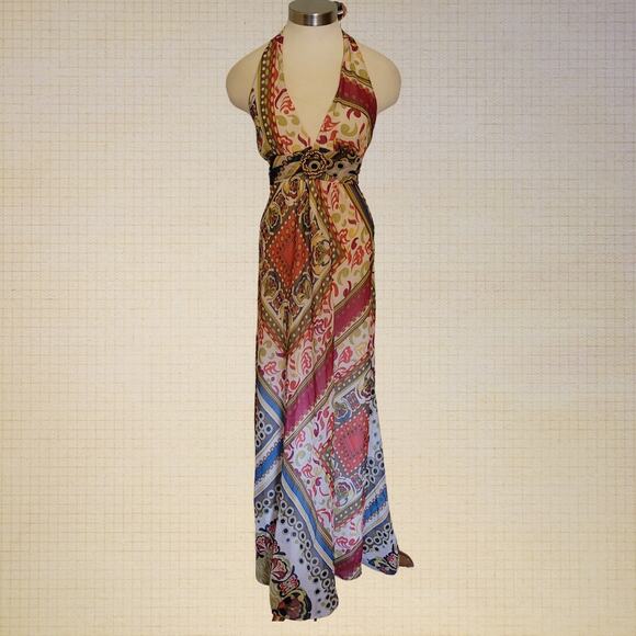 XOXO Y2K Red Chiffon Summer Dress with Beaded Emblem Medium - Picture 1 of 7